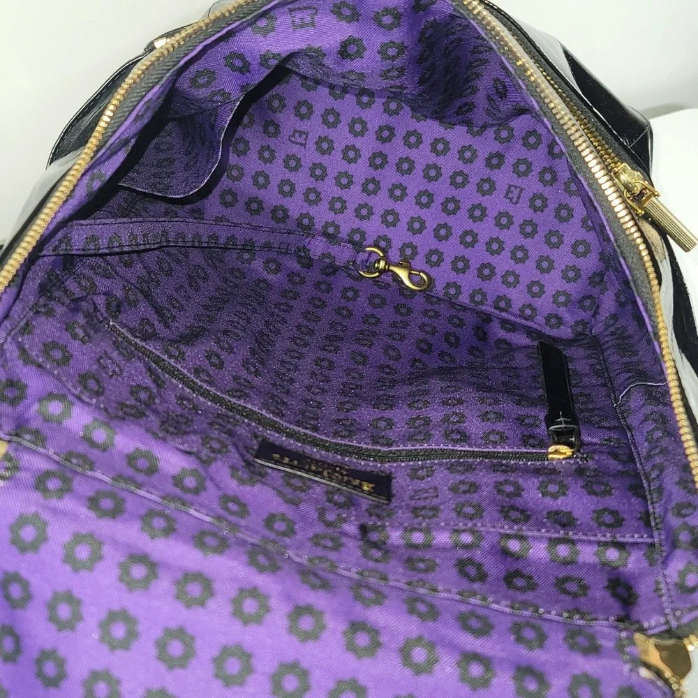 Eric Javits New York Black Patent Leather Backpack Gold Hardware NWT